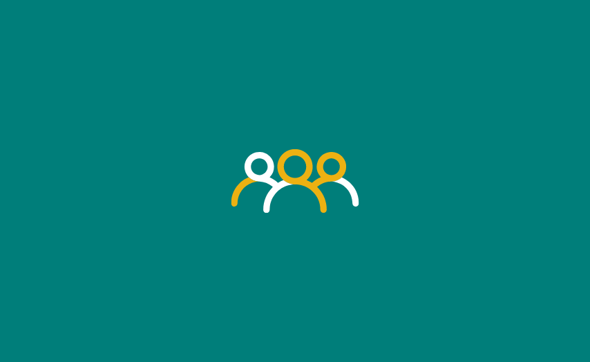 Icon representing three people together in a green background