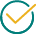 Green circular icon with a yellow "check" arrow inside.