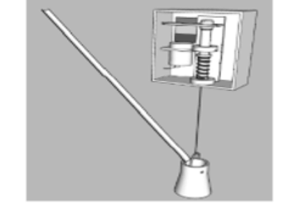 Ilustração do equipamento com um cabo que conecta-se à maquina por um peso e um fio