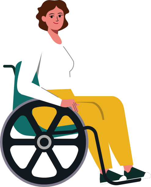 Ilustração de uma mulher em cadeira de rodas