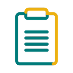 green and yellow icon representing a clipboard