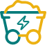green and yellow icon representing a tailings cart