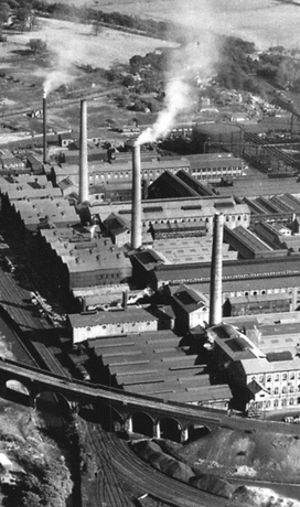 A panoramic view, in black and white,  of the Clydach operations in the old days